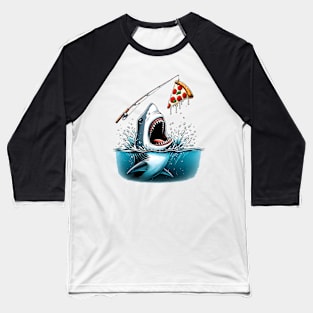 Funny Shark with Pizza, Pizza Lover Baseball T-Shirt